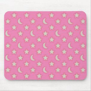 Rosa Sterne und Mondmuster Mousepad