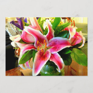 rosa Sternenblick-Lilien-Einladungskarte Einladung