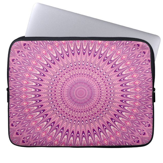 Rosa-Sternenmanala Laptopschutzhülle (Vorderseite)