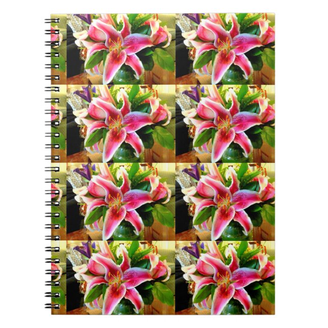 Rosa Sterngazer Lilie Notebook Notizblock (Vorderseite)