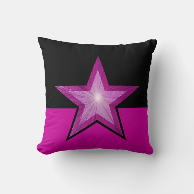 Rosa Sternschmeiße Kissen in Rosa Schwarz (Vorderseite)