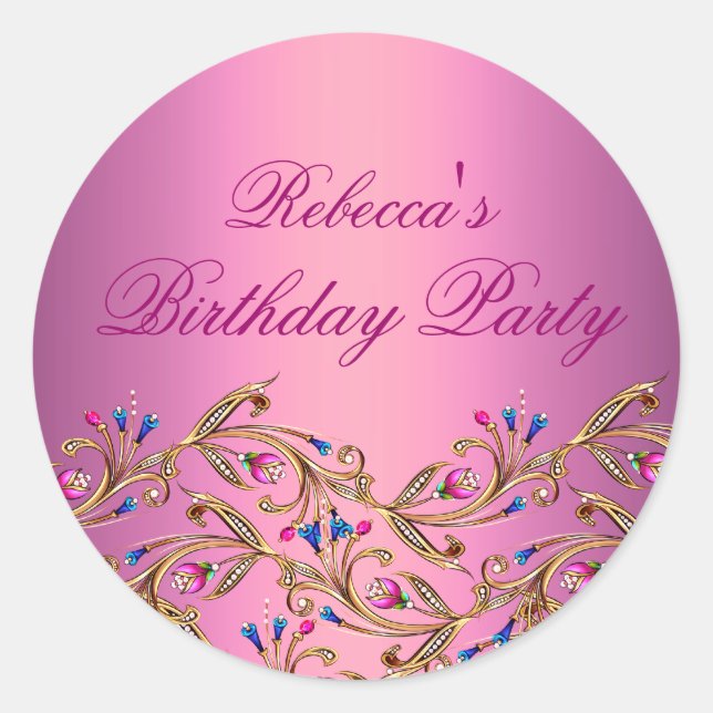 Rosa Sticker/Siegel für den Jewel Envelope Runder Aufkleber (Vorderseite)