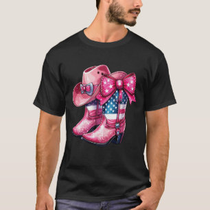 Rosa Stiefel Amerikanische Flagge, Schleife & Hut T-Shirt