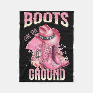 Rosa Stiefel auf Da Ground Western Cowgirl Hut und Fleecedecke