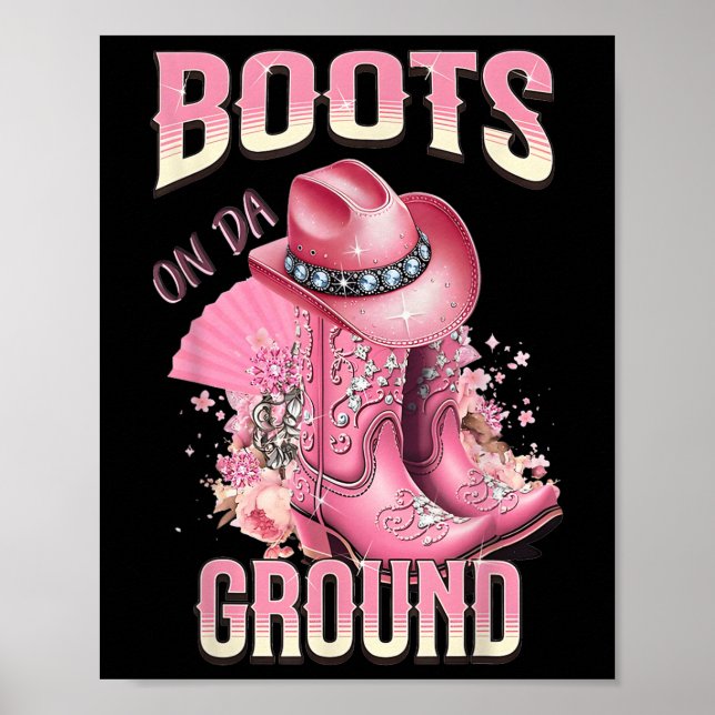 Rosa Stiefel auf Da Ground Western Cowgirl Hut und Poster (Vorne)