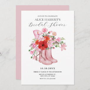 Rosa Stiefel Blume Bouquet Brautparty Einladung