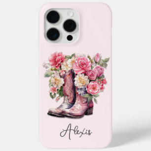Rosa Stiefel mit Blumen monogrammiert Case-Mate iPhone Hülle