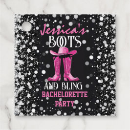 Rosa Stiefel und Bling-Junggeselinnen-Abschied Geschenkanhänger