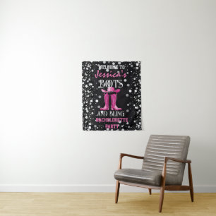 Rosa Stiefel und Glamour Junggesellinnenabschied Wandteppich