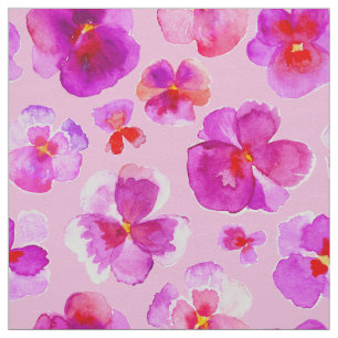 Rosa Stiefmütterchen Watercolor-Blumen-Kunstgeweb Stoff