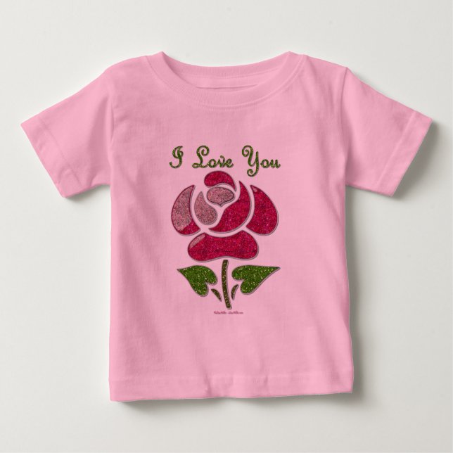 Rosa Stift Rose I Liebe Sie Baby T-shirt (Vorderseite)