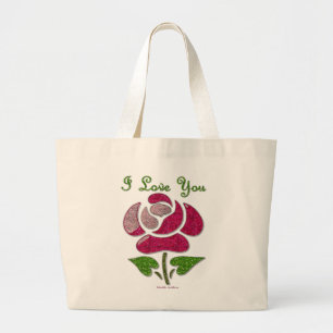 Rosa Stift Rose I Liebe Sie Jumbo Stoffbeutel