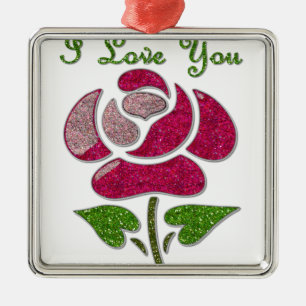 Rosa Stift Rose I Liebe Sie Silbernes Ornament