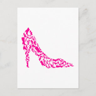 Rosa Stiletto mit verschiedenen Silhouetten Postkarte