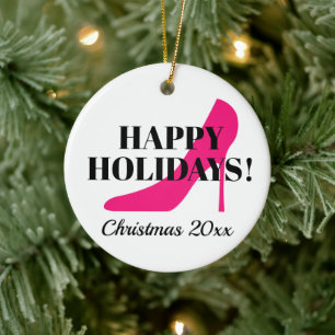 Rosa Stiletto Weihnachtsbaumgeschenk Keramik Ornament