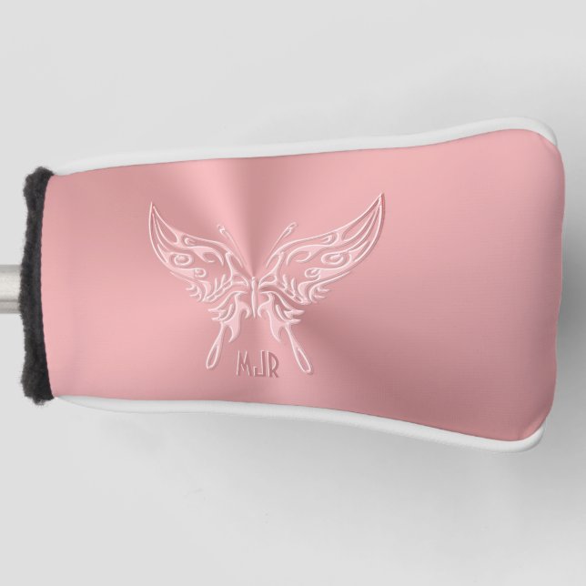 Rosa Stilisierter Schmetterling Runder Schwanz, be Golf Headcover (Vorderseite)