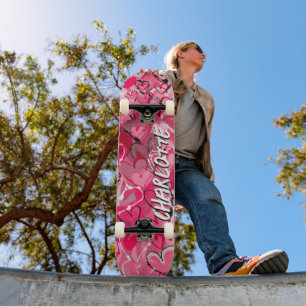 Rosa Stille: Spielerisches Graffiti Liebe Herz Skateboard