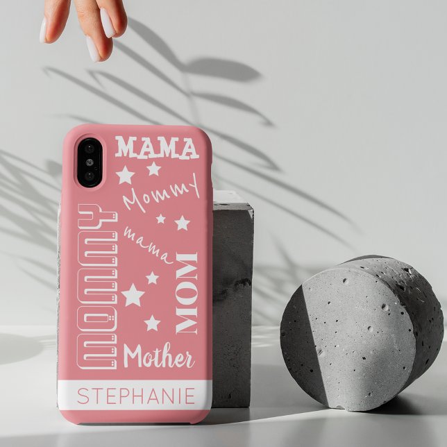 Rosa, stilvolle Mama-Typografie Case-Mate iPhone Hülle (Von Creator hochgeladen)