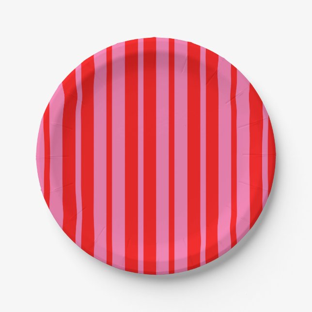 Rosa Stilvolle Streifenmuster Design Pappteller (Vorderseite)