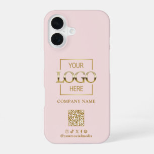 Rosa stilvolles minimalistisches Geschäft-Logo & Q iPhone 16 Hülle