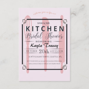 Rosa Stock-Küchen-Brautjungfern-Einladung Einladung