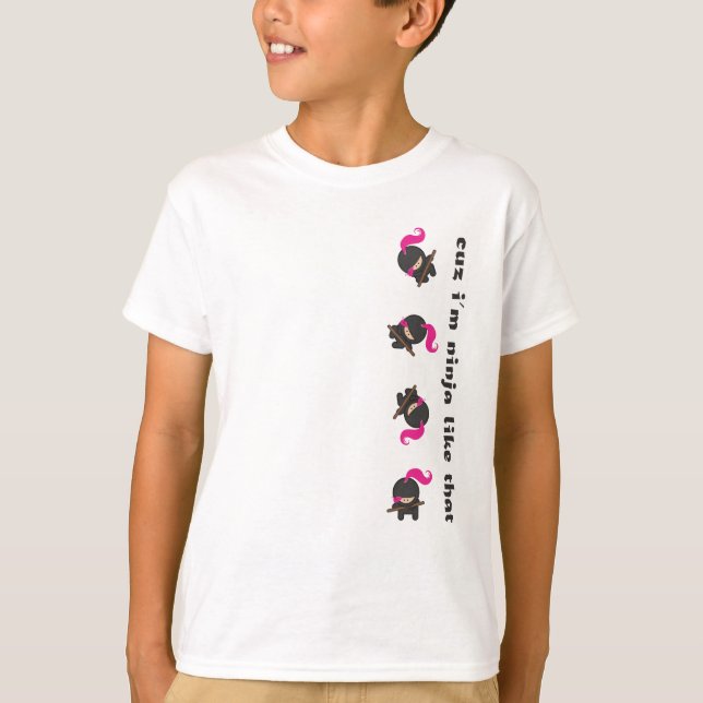 Rosa stolperndes Ninja T-Shirt (Vorderseite)