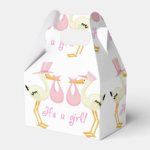 Rosa Storch-Baby-Duschen-Geschenkboxen Geschenkschachtel