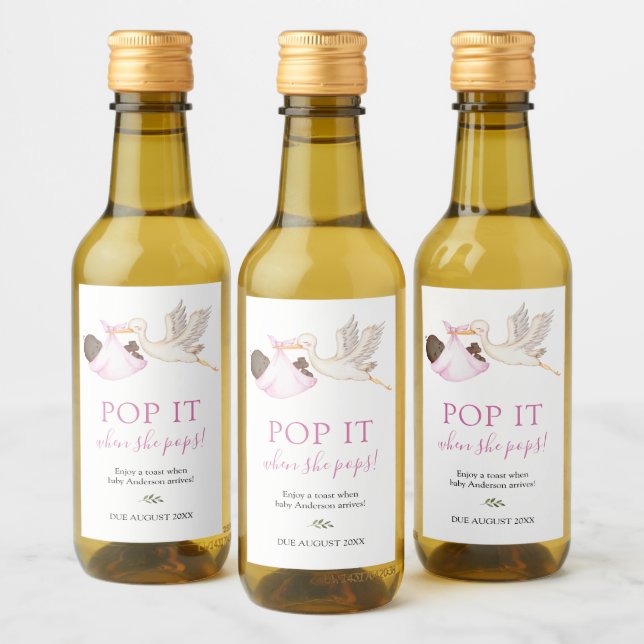 Rosa Stork Pop, wenn sie Pop Weinetikett (Flaschen)