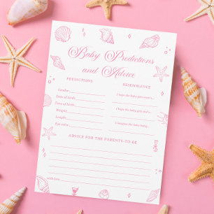 Rosa Strand-Baby-Shower-Baby-Vorhersage-Spielkarte Einladung