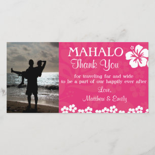 Rosa Strand-Blumen danken Ihnen Foto-Karte Dankeskarte