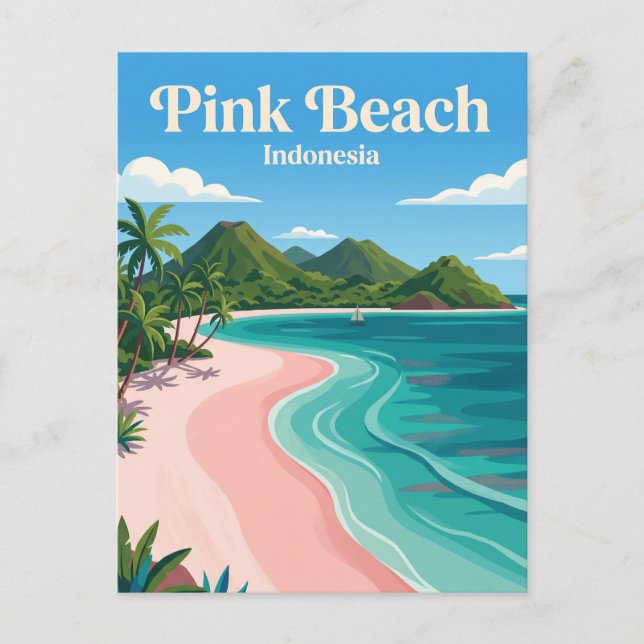 Rosa Strand Indonesien Postkarte (Vorderseite)