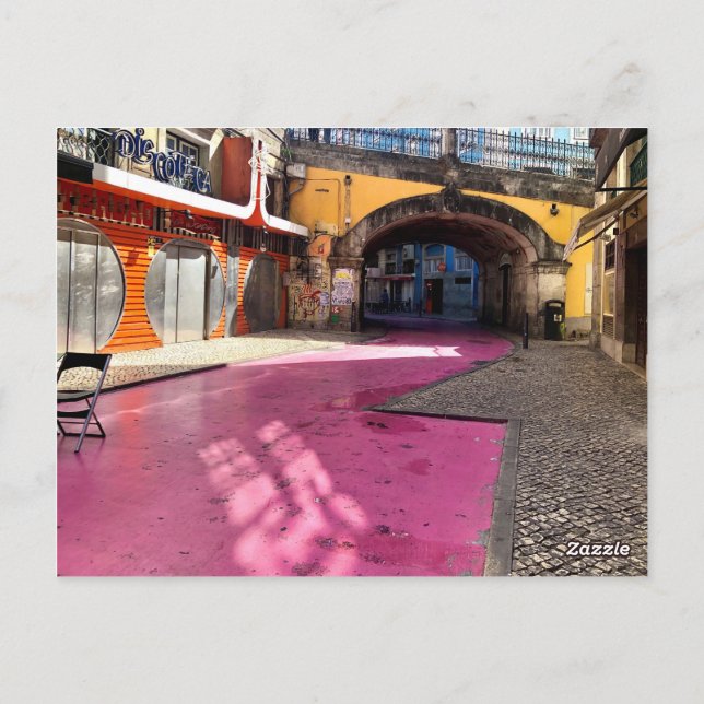 Rosa Straße, Lissabon, Portugal Postkarte (Rückseite)