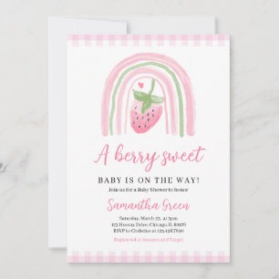 Rosa Strawberry Babydusche Einladung