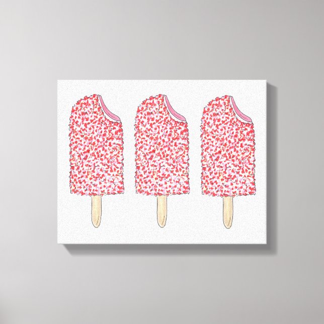 Rosa Strawberry Eclair Popsicles Popsicles Kunst Leinwanddruck (Vorderseite)