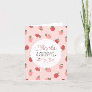 Rosa Strawberry Geburtstagsparty Dankeskarte
