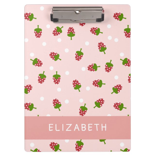 Rosa Strawberry Kawaii Niedliche Ästhetische Paste Klemmbrett (Vorderseite)