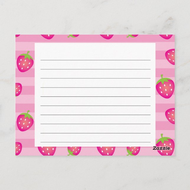 Rosa Strawberry Rezeptkarte Postkarte (Rückseite)