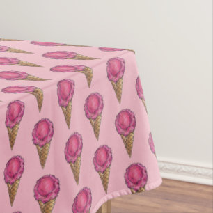 Rosa Strawberry Waffle Cone Ice Cream Desserts Tischdecke