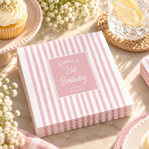 Rosa Streifen 21. Geburtstag Coastal Chic Serviette