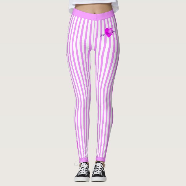 Rosa Streifen auf PINK Leggings (Vorderseite)