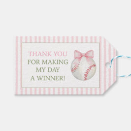 Rosa Streifen Baseball Dankeschön-Geschenkkarte Geschenkanhänger