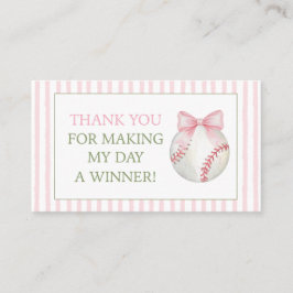 Rosa Streifen Baseball Dankeschön-Geschenkkarte Visitenkarte