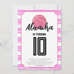 Rosa Streifen Basketball Geburtstag Einladung