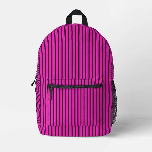 Rosa Streifen Bedruckter Rucksack (Vorderseite)