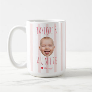 Rosa Streifen Benutzerdefiniertes Foto & Name Baby Kaffeetasse