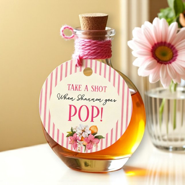 Rosa Streifen Blumen "Schieß ein, wenn sie platzt! Geschenkanhänger (Von Creator hochgeladen)