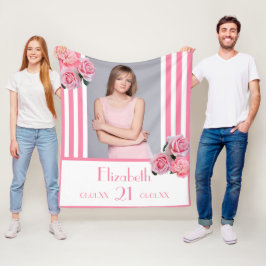 Rosa Streifen Blumenbezeichnung Foto 21. Geburtsta Fleecedecke