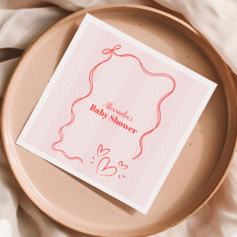 Rosa Streifen Coquette Bow Babydusche Serviette