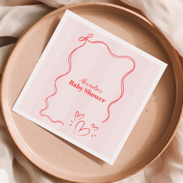 Rosa Streifen Coquette Bow Babydusche Serviette (Von Creator hochgeladen)