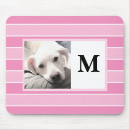 Rosa Streifen Custom Initial One Foto Niedlich Dog Mousepad